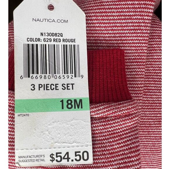 NWT Nautica Hoodie Baby Boy Size 18 Month Red Rogue Stripe Full Zip Hoodie - Picture 5 of 5